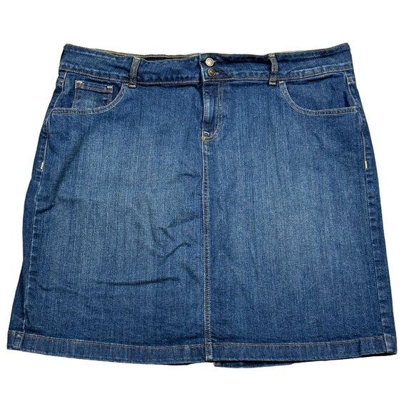 Old Navy Womens Denim Skirt Size 18 Blue Jean Stretchy Knee Length Pockets - Picture 1 of 11